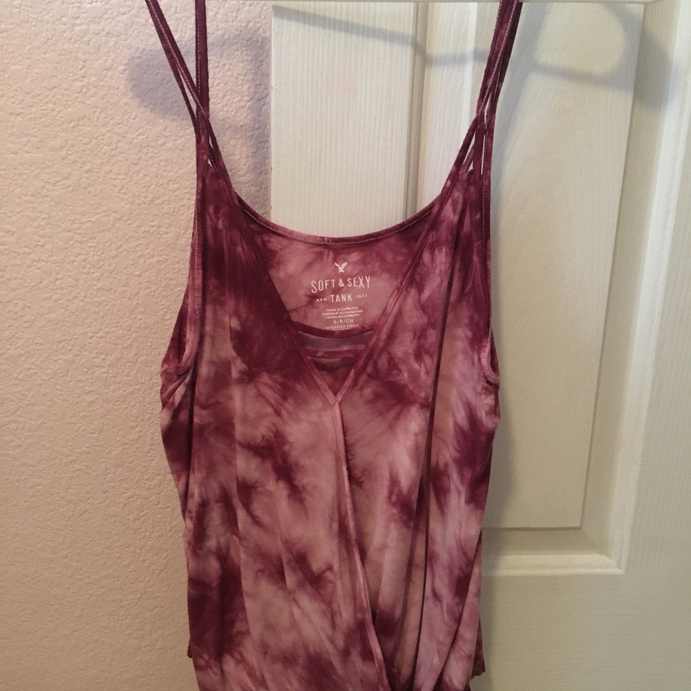 Pink tie dye spaghetti strap top